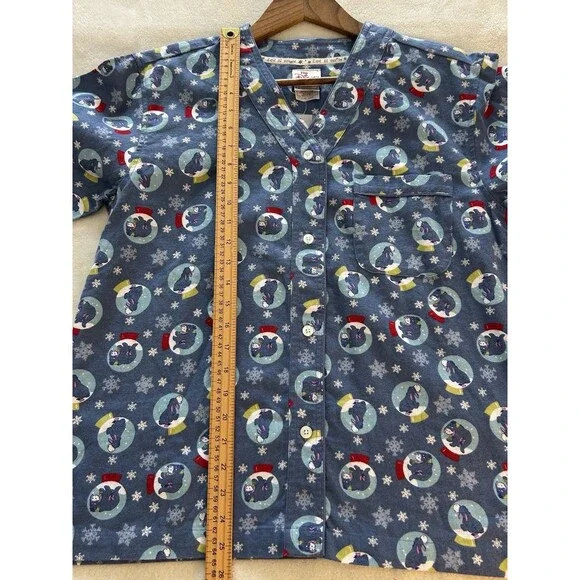 Vintage Disney Store Womens Pajamas Shirt Top Medium Flannel Eeyore Snow Globe - Picture 4 of 11